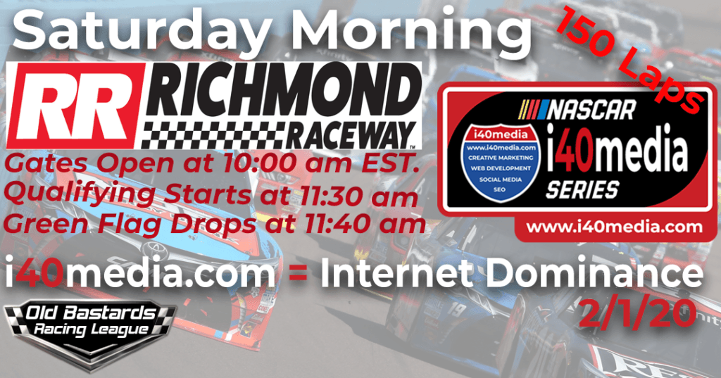 Nascar i40media Monster Cup Series Race at Richmond Raceway - Playoff Round 1/25/20.
